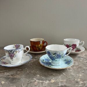 Great Value!  Collection of 4 Vintage Cups & Saucers Made in England